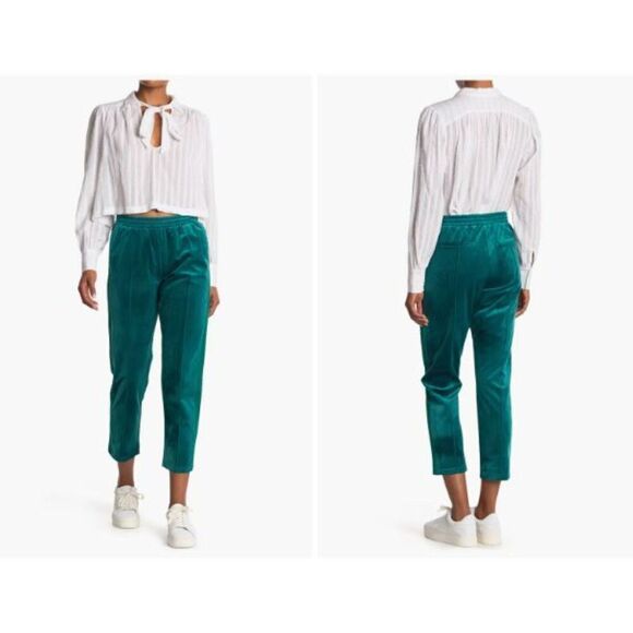 Scotch & Soda Velour Sweatpants Lounge Pants Velvet Emerald Green Size Small - Picture 1 of 13